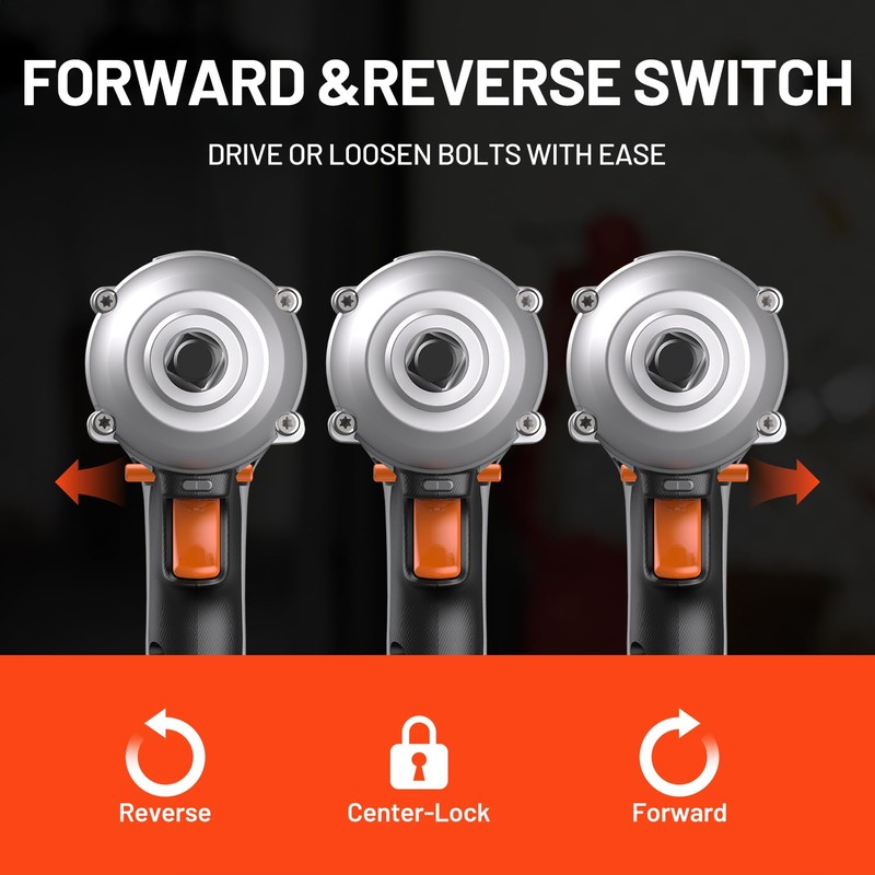 Litheli Cordless Impact Wrench Kit, 1/2 Inch Hog Ring Impact