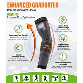 TOFLY Compression Arm Sleeves Elbow Braces for Men & Women (1 Pair), 20-30 mmHg Graduated Compression Arm Braces Support for Tennis Elbow, Tendonitis, Lymphedema, Arthritis, Edema, Workouts, Beige XXL