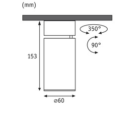 Paulmann Turnal 93089 LED Ceiling Light 470 lm 3-Step Dim Swivelling Round Including 1 x 6 Watt Dimmable Ceiling Light Black Matt Metal 2700 K Coin