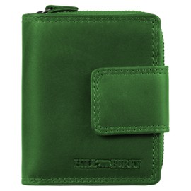Hill Burry Unisex Genuine Leather Wallet, Robust Workmanship and Excellent Handling, Professional Wallet, Many Compartments, Green, Vintage