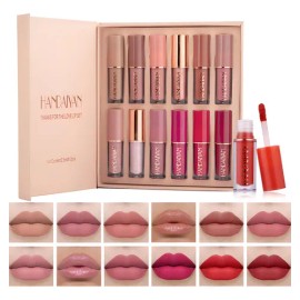Set 12 Labiales Líquidos Mate Larga Duración Handaiyan Colores Vivos