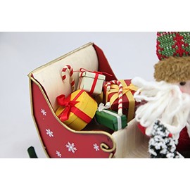 Santa Claus in Sleigh with Gifts Figurine Santa Claus Christmas Decoration Colour: Red
