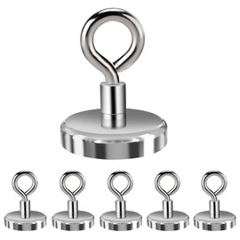 Cosego Super-Strong Magnetic Hooks Pack of 8, Fishing Magnet, Load Capacity 48.5 lbs. (22 kg), Diameter: 1.0 inches (25 mm), Metal, Silver