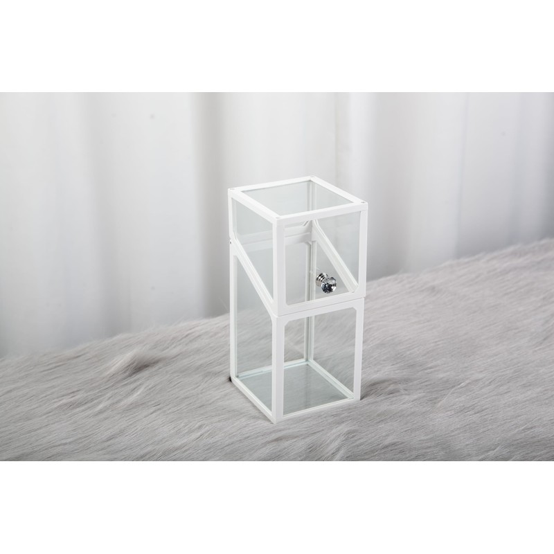 London Boutique Luxury Glass Makeup Brush Holder with Pearl Beads,