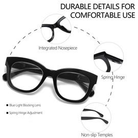 FSRTEP Oprah Style Readers for Women - Stylis Style Reading Glasses Blue Light Blocking and Spring Hinge Oval Ladies HBF +2.75