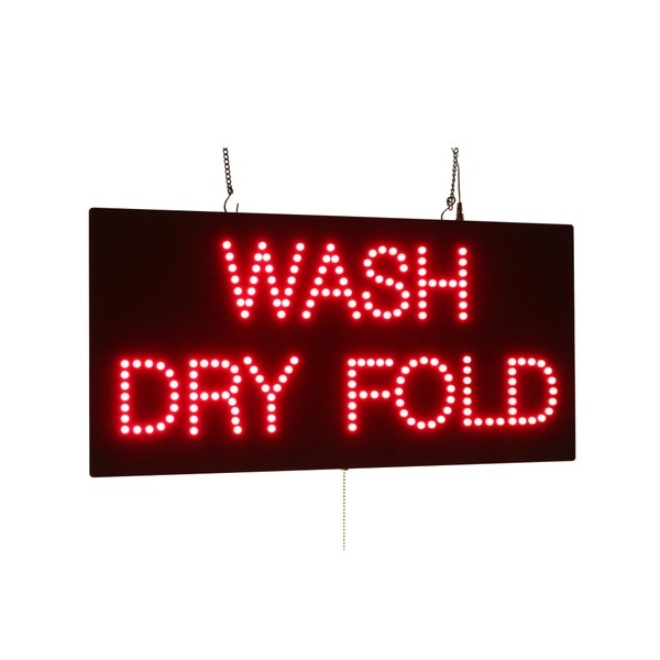 Wash Dry Fold Sign, 24"x12", 60x30cm, TOPKING, LED, Neon, Florescent,