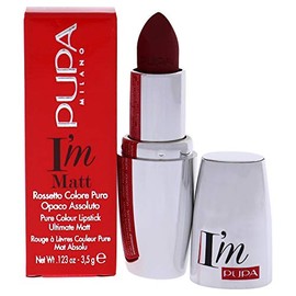 Pupa Milano I'M Matt Pure Color Lipstick, Velvety and Matt Lip Color, for Extraordinary Performance, Rich and Creamy Texture, 073 Irresistible Burgundy, 0.123 Oz