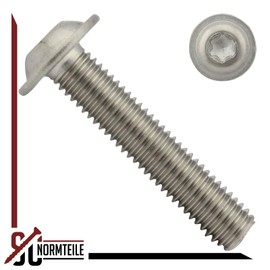 Pan Head Screws with Flange and Hexalobular Socket (ISR) - M4 x 20 - (Pack of 50) - ISO 7380-2 TX - Stainless Steel A2 V2A - Full Thread - Flange Screws - Flat Head Screws - SC7380-2TX