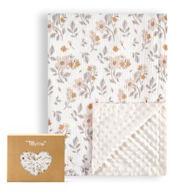 TILLYOU Baby Blanket Cotton 75 x 100 cm Double-Sided Children's Blanket Muslin Blanket Baby Crawling Blanket for Newborns, Yellow Jasmine