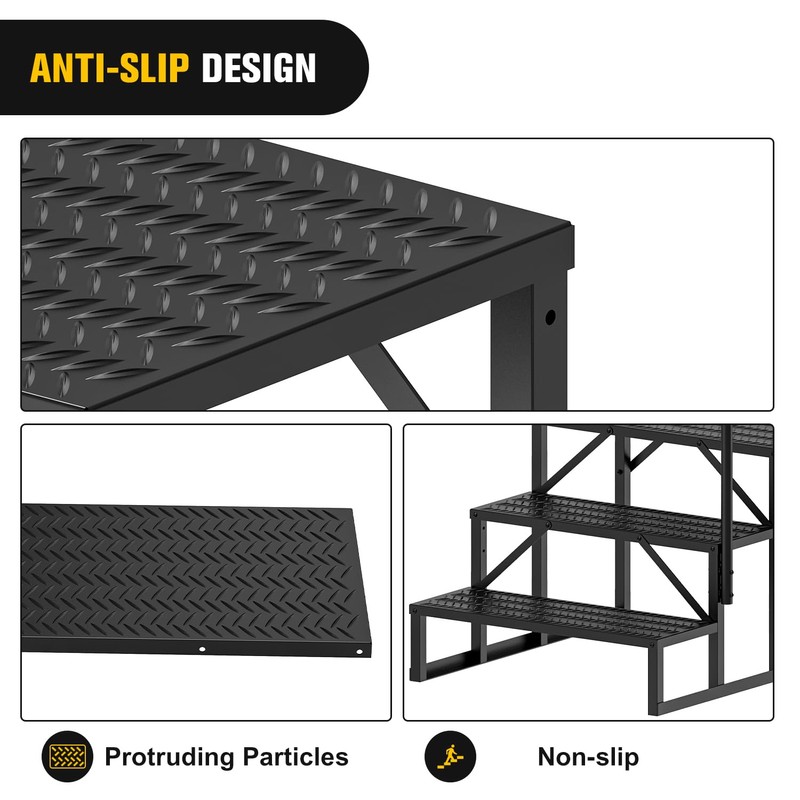 Nilight RV Steps with Handrail, 3 Steps Hot Tub Steps