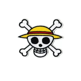 Patchwork Paradise One Piece Straw Hat Pirates Jolly Roger Embroidered Iron On Patch Cosplay