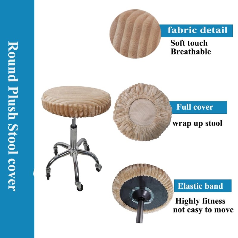 Shukii Bar Stool Covers 2 Pack - Soft Round Slipcover