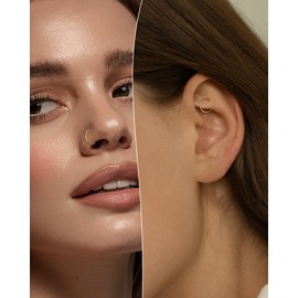 COCHARM 14K Solid Gold 7mm Small Nose Hoop Nose Rings Small Septum Rings for Women Man 16g 14K Gold Middle Helix Snug Tragus Rook Earring Hoop Yellow Gold Nose Piercing Ring