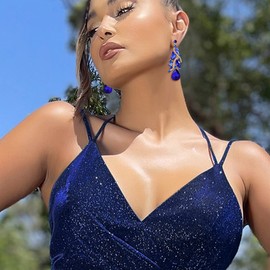 BriLove Women's Bohemian Boho Dangle Earrings with Crystal Multi Teardrop Filigree Cluster Chandelier Royal Blue Sapphire Color Gold-Tone