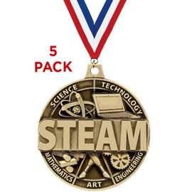 Crown Awards STEAM Medals -2" and 5 Per Pack-Great for Science, Technology Engineering, Math, Scholastic, Academics, Achievement