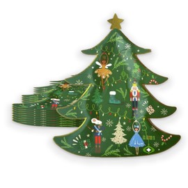 Christmas Tree Paper Plates Christmas Paper Plates Xmas Tree Shape Party Disposable Plates Green Christmas Tree Shaped Dinner Tableware for Christmas Party Home Kitchen Decoration 16 Pcs