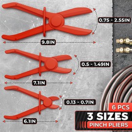 6 Pcs Hose Pinch Off Pliers - Hose Pinch Pliers Set Hose Clamp Pinch Pliers Fuel Line Clamp Pliers Hose Pinch Clamp Pliers Coolant Hose Clamp Pliers - Radiator Hose Clamp Pliers Automotive Tools