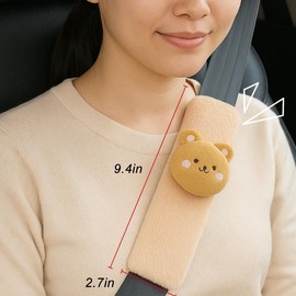 Zpana 2PCS Cute Bear Car Seat Belt Cover, Plush Soft Vehicle Safety Strap Pad, Automotive Interior Shoulder Neck Seatbelt Cushion Protector Accessories, Universal for SUV, Sedan, Truck