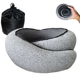 ELEVATED HOME & TRAVEL® New 2025 Travel Pillow, Memory Foam Neck Pillow for Comfort on Airplane, Portable Compact 360 Support, Washable Cover, Airplane Travel Essentials, Pillow for Sleeping on Plane