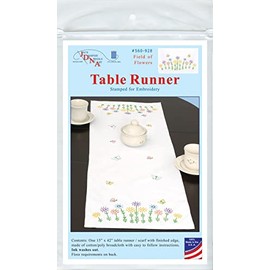 JACK DEMPSEY NEEDLE ART Jack Dempsey Stamped Table Runner/Scarf 15"X42"-Field of Flowers, White