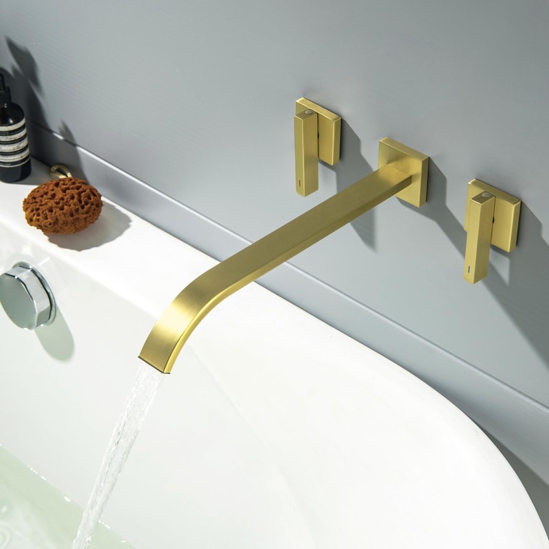 BEIYI Wall Mount Tub Filler Brushed Gold Bathtub Faucet Extra