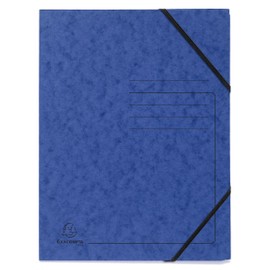 Exacompta 555412E, Pack of 5, Premium Corner Folder Made in Germany Made of Extra Strong Colorspan Cardboard DIN A4 with 2 Elastic Bands, Document Folder, Ideal for the Office and School, Blue