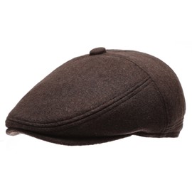 Men's Premium 100% Melton Wool 5 Panels Ivy Hat with Sock.(Darkbrown,LXL)