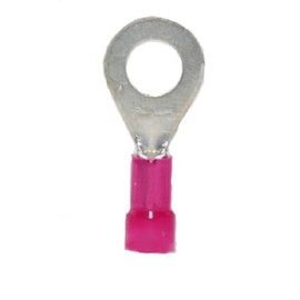 22-18 AWG Nylon Insulated Easy Entry Ring Terminal 3/8 Stud Butted Seam Made in USA 22-18 Ga. 18-22 AWG Soldeerless Connector (100)