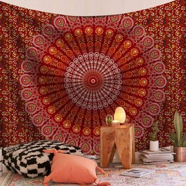 FENDROM Popular Handicrafts Indian hippie Bohemian Psychedelic Peacock Mandala Wall hanging College Dorm Beach Throws Table Cloth Bedding Tapestry