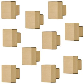 Gedotec Furniture Handle Square Door Knob Vintage Furniture Knob Shiny Brass for Cupboard Doors - Square | Knob 30 x 30 mm | Cupboard Knob Gold Look | Pack of 10 - Design Door Knob for Drawers with