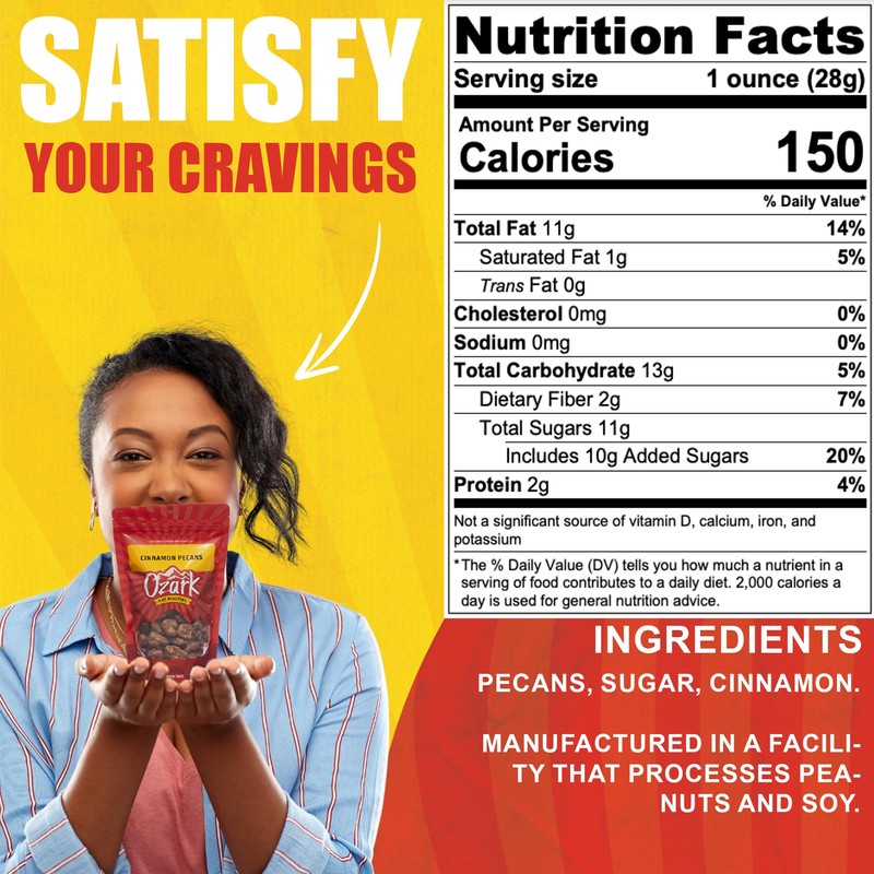 OZARK NUT ROASTERS: Cinnamon-Coated Pecans, Cinnamon Spice Flavored Snacks, World-Class