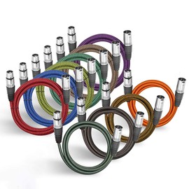 BIFALE XLR Cable 6ft, Heavy Duty Hybrid Braided XLR Patch Cable 3Pin XLR Male to Female Multi-Colored Microphone Cable Balanced Mic/Snake Cord - 10Pack (TOP Series)