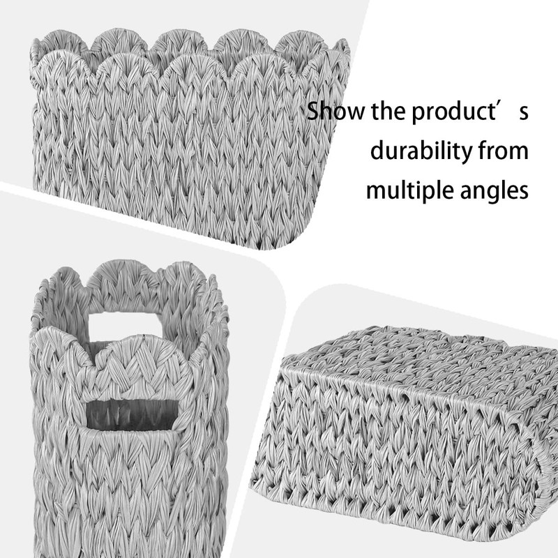 Toilet Paper Storage Basket,Handmade Woven Scalloped Baskets for Bathroom Organizer