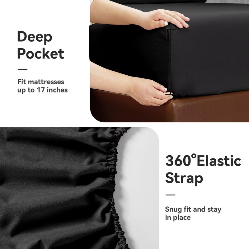 SIGF King Sheets Set, 4 Pieces Microfiber Bed Sheets Set