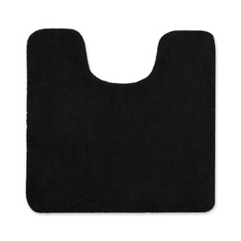 Allure Luxury Deep Pile Microfibre Pedestal Toilet Mat, Non-Slip, 50 x 50cm, Quick Dry & Easy Care (Black)