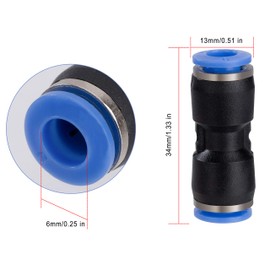 QIMEI-SHOP Pneumatic Connector 6 mm Pneumatic Connectors Pneumatic Fittings Push In Quick Coupling 6 mm to 6 mm Quick Connector Compressed Air Tools for Air Pack of 30