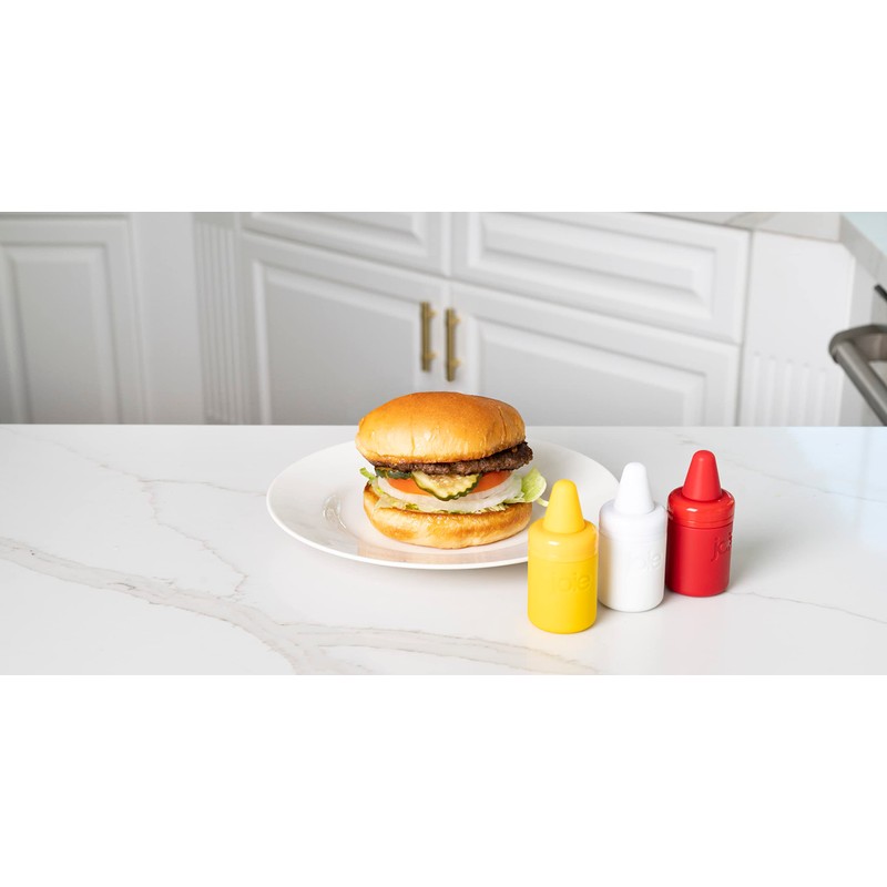 Joie Condiment Mini Squeeze Bottles with Nozzle Caps, Non-Stick Silicone,