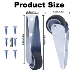 BOXOB 2 x Replacement Gate Wheels, Iron and Rubber, Directional Fence Gate Wheels with Stainless Steel Screws for Fences, Cabinets and Furniture