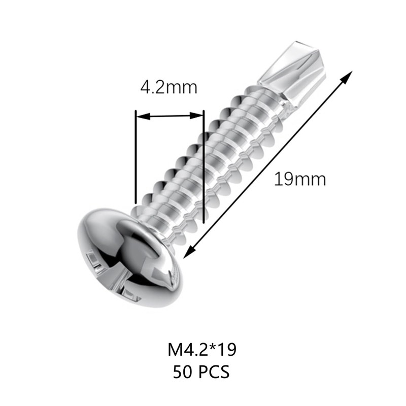 50 PCS Stainless Steel Round Head Drilling Self Tapping Screws