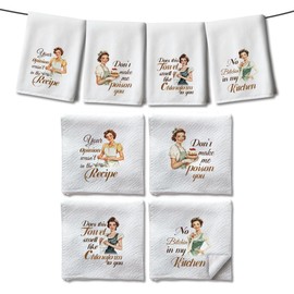WADORN 4 Styles Funny Kitchen Towels "Don't Make Me Poison You" Microfibre Tea Towels with Funny Saying for Hostess Holidays Housewarming 60 x 40 cm