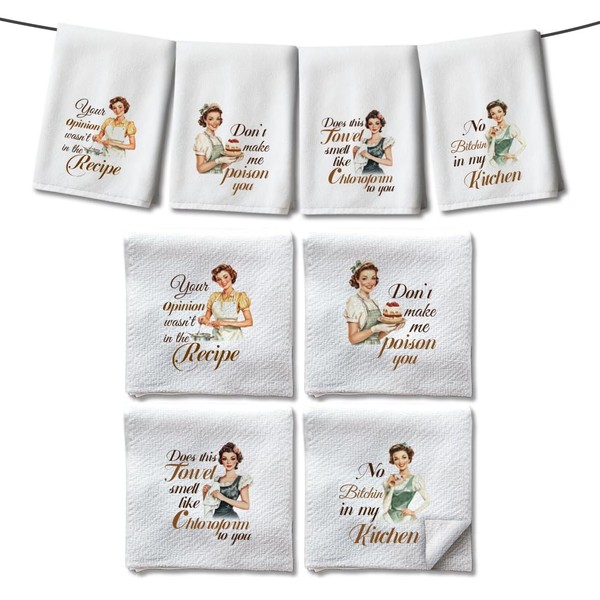 WADORN 4 Styles Funny Kitchen Towels "Don't Make Me Poison