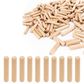 50 Pcs Wooden Dowels, 6mm*50mm Wood Dowel Rods, Beveled Wood Pins, Hard Round Wooden Plugs With Grooves for Drawer, Cabinet, Door, Chair, DIY, Carpentry