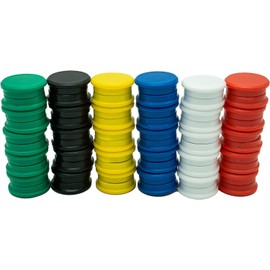 Rikama 60 Pack Round Magnets 24mm Diameter for Whiteboards and Magnetics, Refrigerators, Cabinets and Other Metal Surfaces - Holds up to 10 A4 Pages (Mixed Colors)