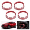 4pcs A/C Air Vent Knob Trims Rings Red Aluminum Alloy