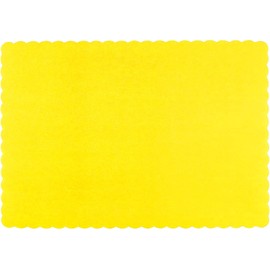 Paper Placemats - Disposable - Scalloped Edge (Yellow, 100)