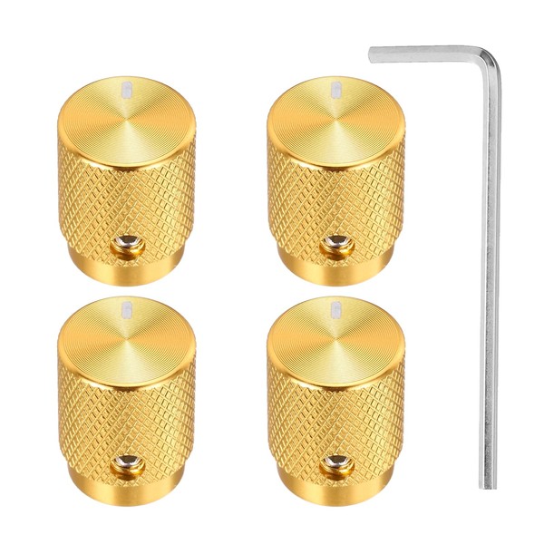 sourcing map 4 Pcs Aluminium Potentiometer Knobs, 1/4"(6mm) IDx1/2"(12.5mm) ODx5/8"(16mm)