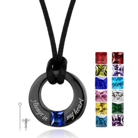 YOUFENG September Birthstones Urn Necklaces for Ashes Round Cremation Pendant Urns for Human Ashes Memorial Keepsake Locket Jewelry 09