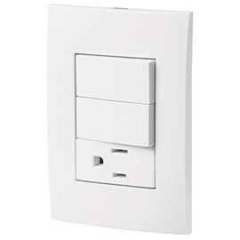 Placa armada contacto y 2 interruptores, línea Oslo, blanco Volteck