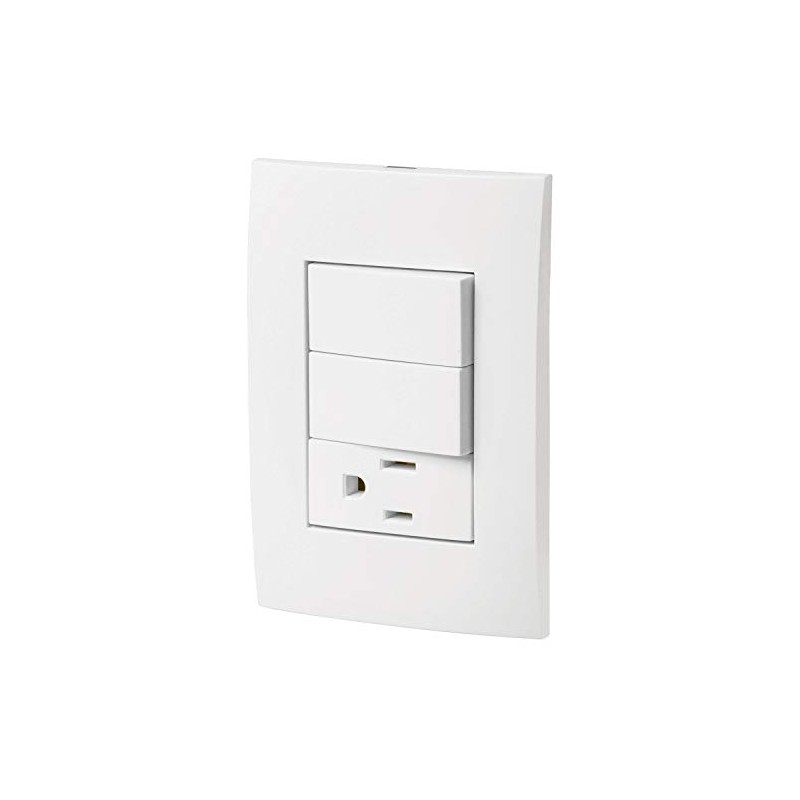 Placa armada contacto y 2 interruptores, línea Oslo, blanco Volteck