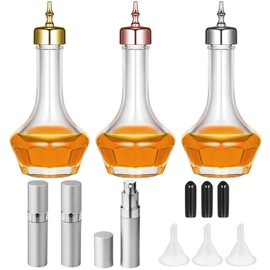 Teenyyou 6 Pcs Bitters Bottle Set Include 3 Glass Bitter Bottles for Cocktails Dasher 50ml/1.7oz with Dasher Top and Cap 3 Cocktail Atomizer for Home Bar Bartender